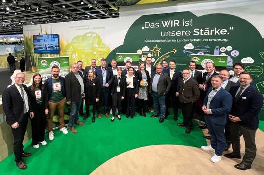Gruppenfoto der Teilnehmer am BVEO-Empfang der Grnen Woche zur Einfhrung des Herkunftskennzeichens Gutes aus deutscher Landwirtschaft.