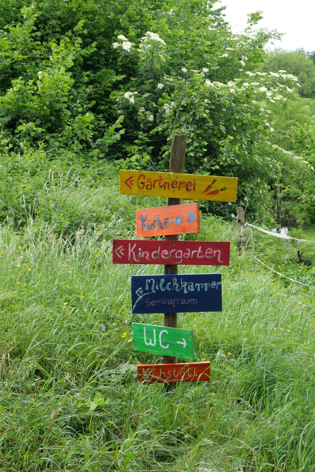 Der Kindergarten befindet sich direkt auf dem Bauernhof. Das muss im Betriebsablauf bercksichtigt werden, zum Beispiel darf der Traktor nicht zu Bring- und Abholzeiten der Kinder ber den Hof fahren.