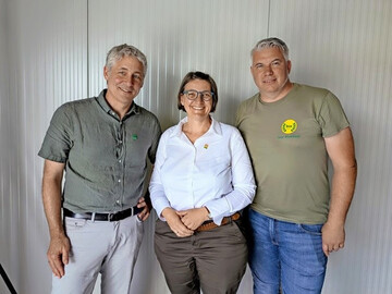 Von links: Bioland-Prsident Jan Plagge, Bio Austria Obfrau Barbara Riegler und Thorsten Block, Vorsitzender des Biokreis.