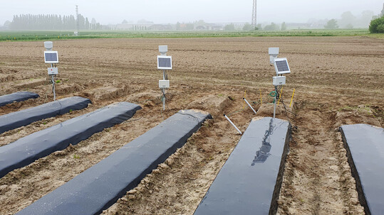 Testaufbau zur Untersuchung der biologischen Abbaubarkeit von Agrarfolien