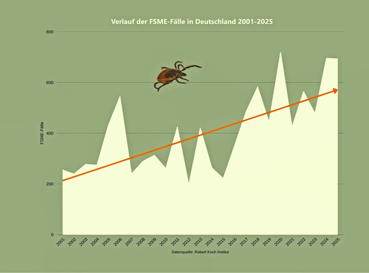 Verlauf der gemeldeten FSME-Fälle in Deutschland.