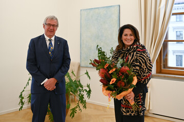Antrittsbesuch des neuen Prsidenten des Grtnereiverbandes, Hermann Berchtenbreiter, bei Agrarministerin Michaela Kaniber.