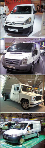 von oben nach unten: <br />
Vergaser-Modell: Auch Citroen
setzt auf Erdgas.<br />
Sparbüchse: Ford Transit Erdgas<br />
Minimalist: Der EcoCraft geht<br />
in Serie – zunächst mit Elektroantrieb,
bald schon mit Brennstoffzelle<br />
„Grünling“: Opel Combo mit
Erdgasantrieb