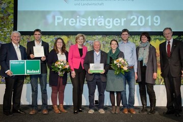 Familie Pfnder bei der Preisverleihung auf der Grnen Woche 2019.