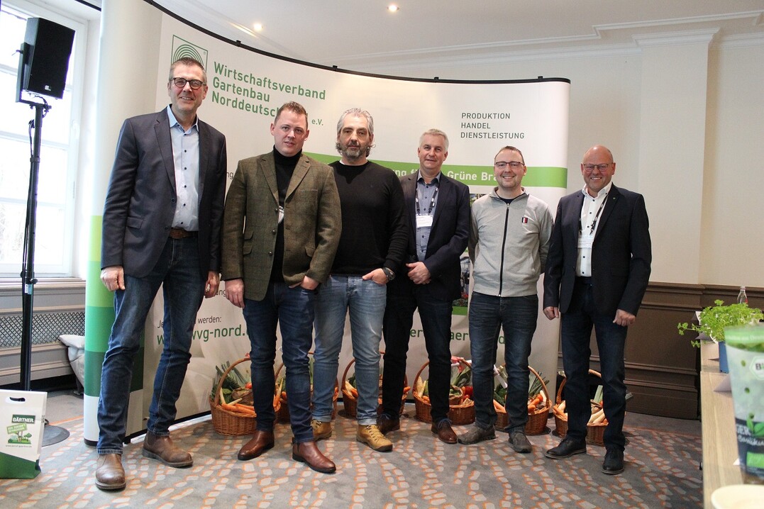 Die Fachgruppe Gemüsebau Norddeutschland auf dem diesjährigen Gemüsebautag in Hamburg (v. l.): Christian Ufen, Christian Mählmann, Thomas Arndt, Dirk Beckedorf, Stefan Schulz, Thomas Albers (es fehlt Kai Sannmann).