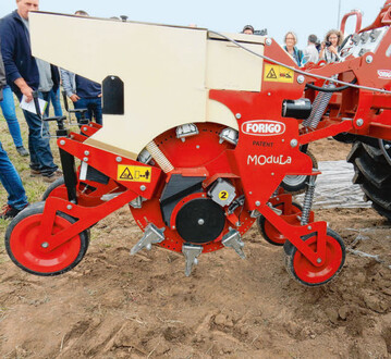 Modula-Gemse-Smaschine der Firma Forigo, gezeigt auf dem Pflzer Gemsefeldtag in Schifferstadt.