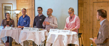 Auf dem Podium diskutierten (v.l.n.r.) Babette Sigg, Damian oettli, erwin Bsser, Marcel Liner, Franziska Schwarz.