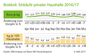Brokkoli: Einkufe privater Haushalte 2016/17