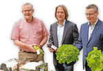 Das Vorstandsteam des Pfalzmarkts, Hans-Jörg Friedrich (l.) und Reinhard Oerther (r.), eröffnet mit dem Vorsitzenden des Aufsichtsrats, Christian Deyerling (M.), die deutsche Frischgemüsesaison.