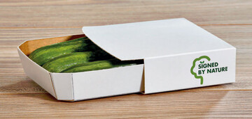 Der Schuber von Schumacher Packaging speziell fr Minigurken. 