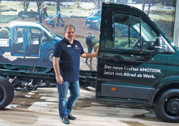 Der VW Crafter stand als Fahrgestell mit Einzelkabine in Essen. 