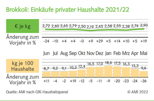 Brokkoli: Einkufe privater Haushalte 2021/22