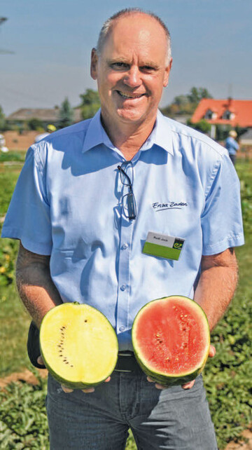 Rot- und gelbfleischige Wassermelonen sind fr Regionen mit gnstigem Klima geeignet, sagt Verkaufsleiter Rudi Jock. 