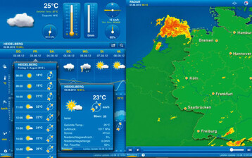 Oberflche der WeatherPro Wetter-App