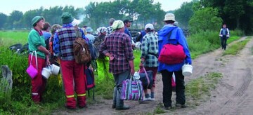 Abbildung 1: Der Feldwechsel steht an. Die Gruppe wartet auf den Kollegen, der
das Kommando Ernte beenden nicht beachtet hat.