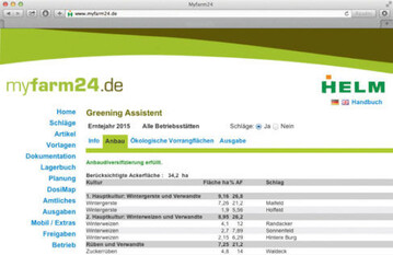 Schlagkartei mit Greening Assistent