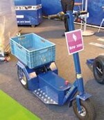 Das Dreirad Horti-Trike wird
zum Transport von Euro-Pool-
Kisten und CC-Containern
verwendet.