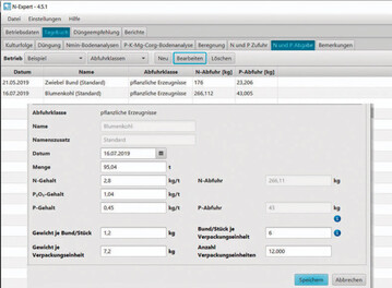 Das Computerprogramm N-Expert untersttzt nun auch die Stoffstrombilanz fr Gemsebaubetriebe.