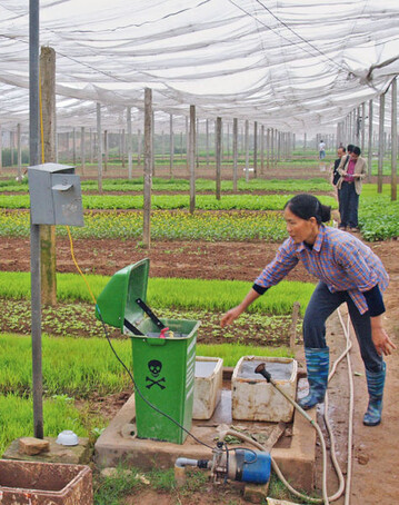 In Nordvietnam herrschen während des
Sommers in der Großregion Hanoi hohe
Temperaturen, starke Regenfälle und
heftige Taifune. Die beliebten Kohl- sowie
Blattgemüsearten können nur unter dem
Schutz einer Netzbedeckung erzeugt
werden.