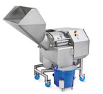 Die Würfel-, Stift- und Scheibenschneidemaschine KUJ HC-220 schneidet große Mengen Gemüse, Obst und weitere Lebensmittel.