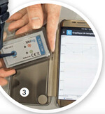 Kleine Datenlogger Blulog lassen sich über das Smartphone auslesen.