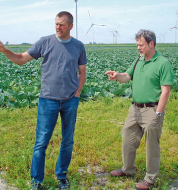 Ein erfolgreiches Miteinander von nachhaltiger Energie- und
Gem�seproduktion: Christian Ufen im Fachaustausch mit
Prof. Dr. Hartmut St�tzel in Dithmarschen