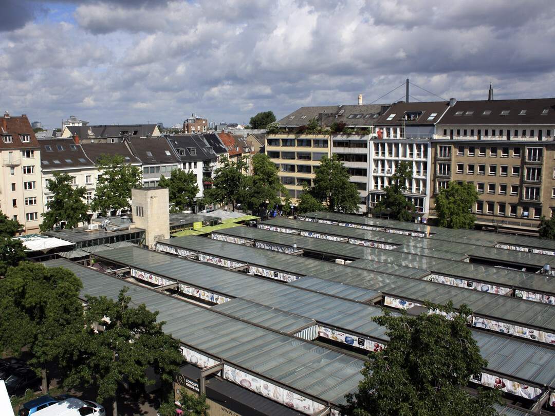 Blick auf den Carlsplatz in Dsseldorf.  