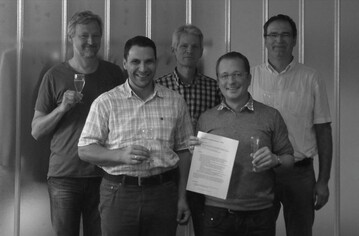 Der Grndungsvorstand (v.l.): Martin Br (Geschftsfhrer Naturland Baden-Wrttemberg e.V.), Christoph Zimmer (Geschftsfhrer Ecoland e.V.), Erhard Gapp (Geschftsfhrer Beratungsdienst kologischer Landbau e. V.), Dr. Christian Eichert (Geschftsfhrer Bioland Verband fr organisch-biologischen Landbau, Landesverband Baden-Wrttemberg) und Arno Adler (Vorsitzender Beratungsdienst kologischer Weinbau e.V.). Foto: BBW