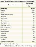 Freilandgemüseanbau in Baden-Württemberg 2019.