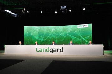  Karl Voges, Dirk Bader, Carsten Bnig, Bert Schmitz und Willi Andree bei der digitalen Vertreterversammlung der Landgard eG. 