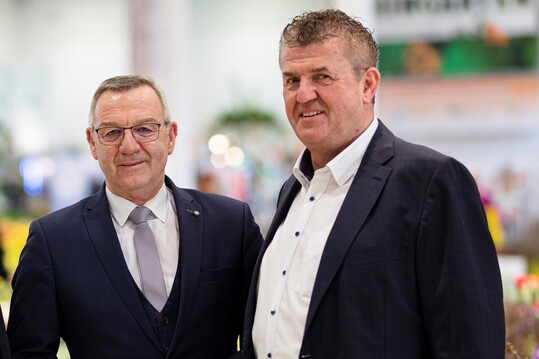 Immer im Gesprch geblieben: ZVG-Prsident Jrgen Mertz und Landgard-Aufsichtsratsvorsitzender Bert Schmitz auf der Grnen Woche im Januar 2020 in Berlin.  