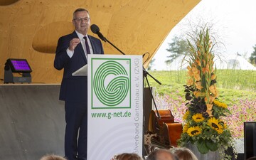 ZVG-Prsident Jrgen Mertz bei der Festveranstaltung des Deutschen Gartenbautages 2019 auf der BUGA Heilbronn.